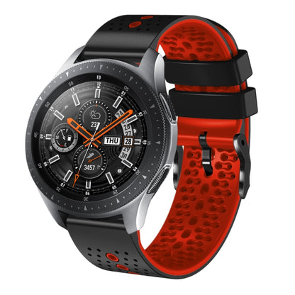 For Samsung Galaxy Watch 46mm 22mm Perforated Two-Color Silicone Watch Band(Black+Red) by bashfashion