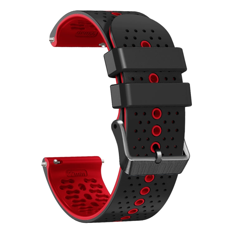 For Samsung Galaxy Watch 46mm 22mm Perforated Two-Color Silicone Watch Band(Black+Red) by bashfashion