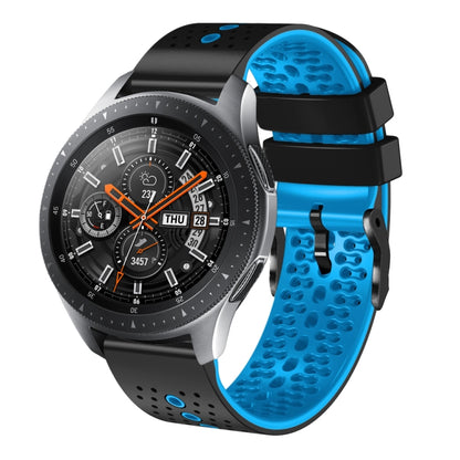 For Samsung Galaxy Watch 46mm 22mm Perforated Two-Color Silicone Watch Band(Black+Blue) by bashfashion