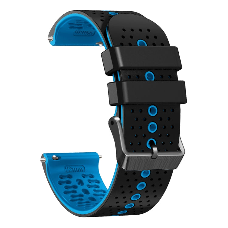 For Samsung Galaxy Watch 46mm 22mm Perforated Two-Color Silicone Watch Band(Black+Blue) by bashfashion