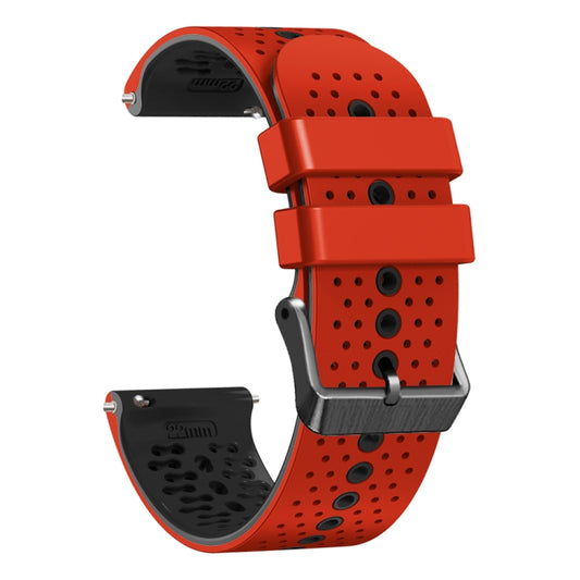 For Samsung Galaxy Watch 46mm 22mm Perforated Two-Color Silicone Watch Band(Red+Black) by bashfashion