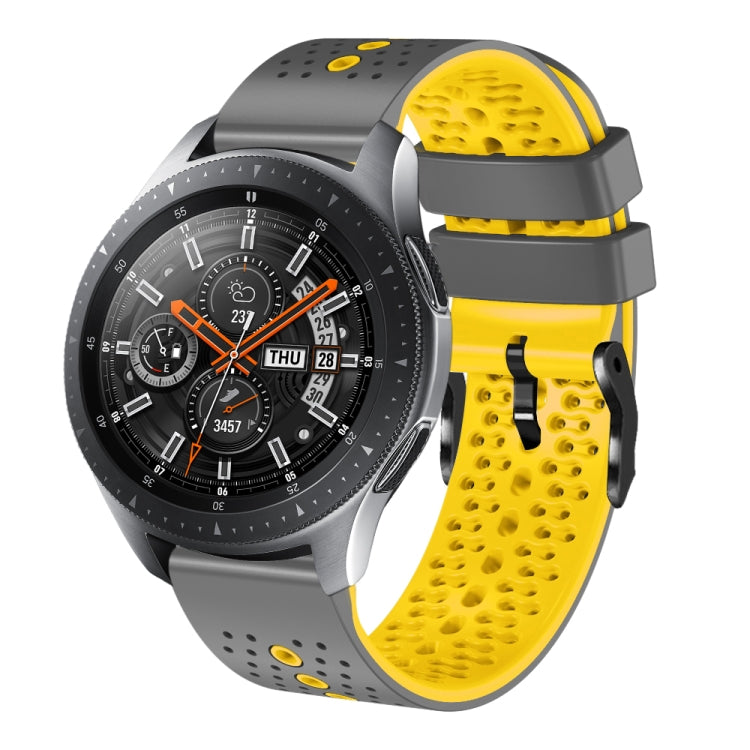 For Samsung Galaxy Watch 46mm 22mm Perforated Two-Color Silicone Watch Band(Grey+Yellow) by bashfashion
