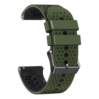 For Samsung Galaxy Watch 46mm 22mm Perforated Two-Color Silicone Watch Band(Army Green+Black) by bashfashion