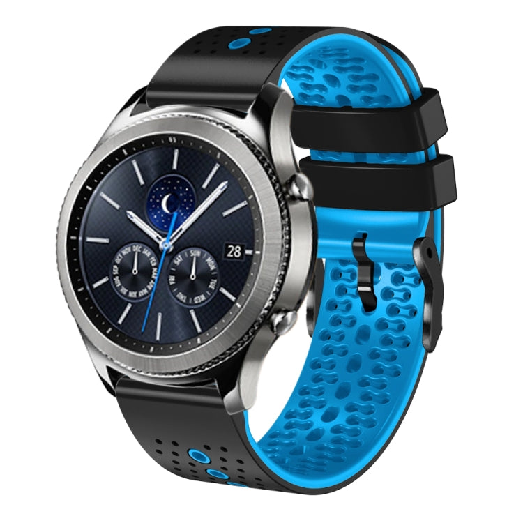 For Samsung Gear S3 Classic 22mm Perforated Two-Color Silicone Watch Band(Black+Blue) by bashfashion