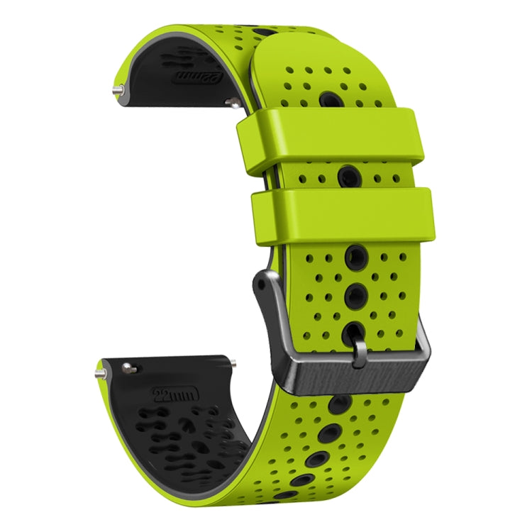 For Samsung Gear S3 Classic 22mm Perforated Two-Color Silicone Watch Band(Lime+Black) by bashfashion