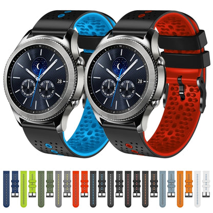 For Samsung Gear S3 Classic 22mm Perforated Two-Color Silicone Watch Band(Midnight Blue+Black) by bashfashion