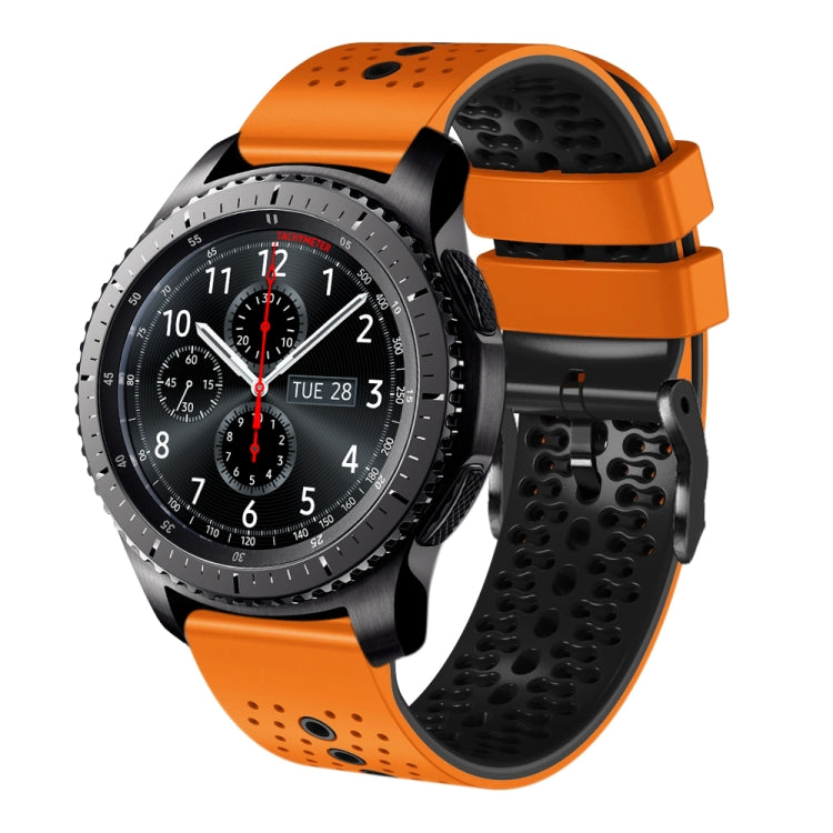 For Samsung Gear S3 Frontier 22mm Perforated Two-Color Silicone Watch Band(Orange+Black) by bashfashion
