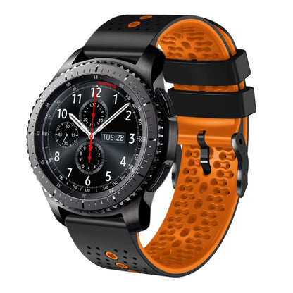 For Samsung Gear S3 Frontier 22mm Perforated Two-Color Silicone Watch Band(Black+Orange) by bashfashion