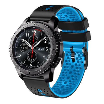For Samsung Gear S3 Frontier 22mm Perforated Two-Color Silicone Watch Band(Black+Blue) by bashfashion