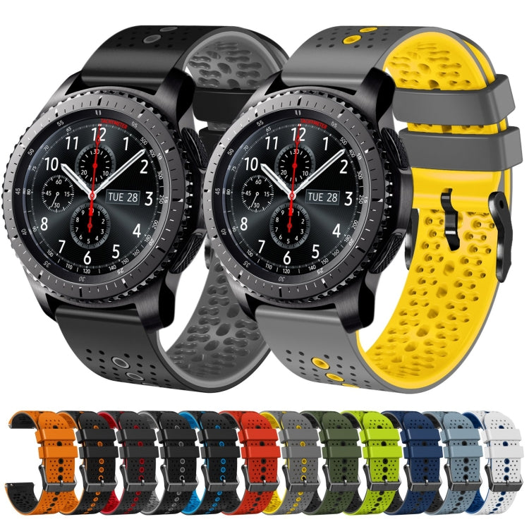 For Samsung Gear S3 Frontier 22mm Perforated Two-Color Silicone Watch Band(Black+Red) by bashfashion
