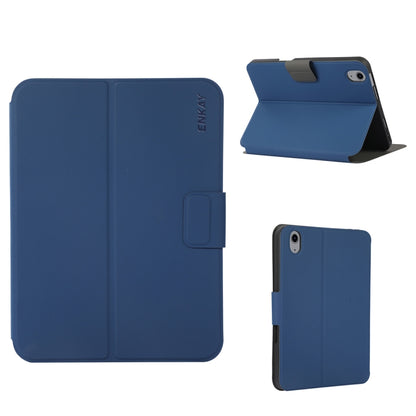 For iPad 2025 / 2022 ENKAY TPU Back Cover Smart Leather Tablet Case with Pen Slot & Holder(Dark Blue) by ENKAY