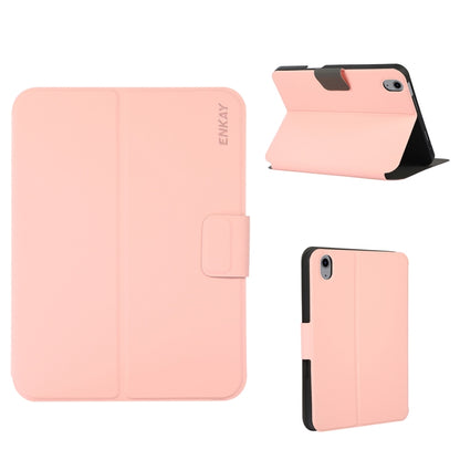 For iPad 2025 / 2022 ENKAY TPU Back Cover Smart Leather Tablet Case with Pen Slot & Holder(Pink) by ENKAY