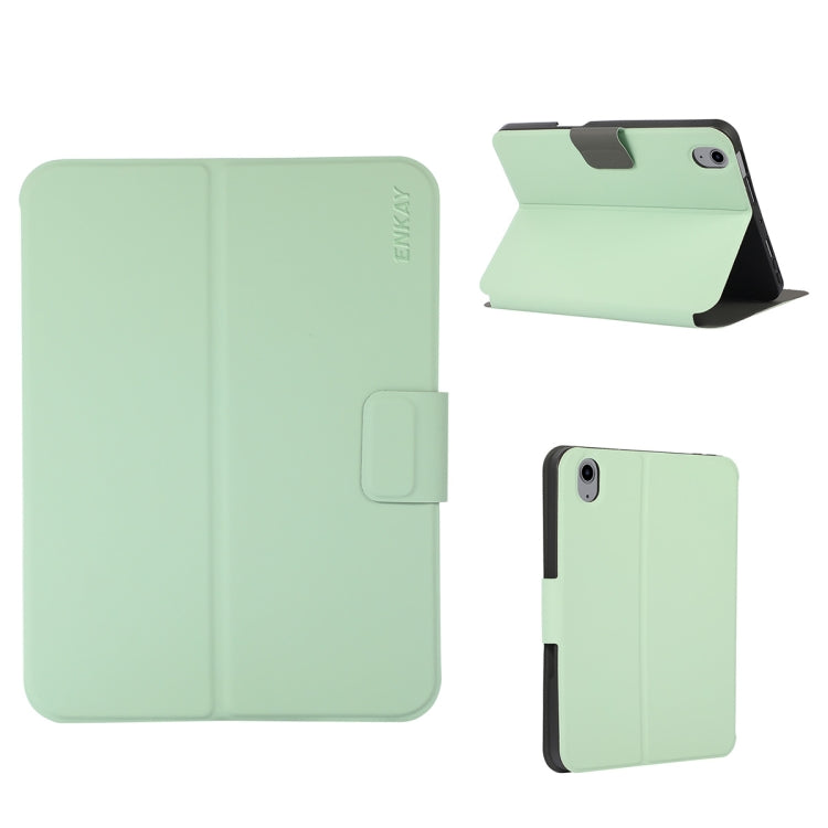 For iPad 2025 / 2022 ENKAY TPU Back Cover Smart Leather Tablet Case with Pen Slot & Holder(Light Green) by ENKAY