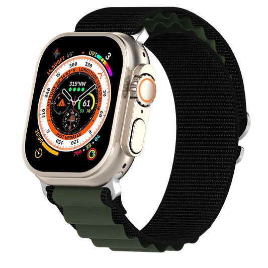 Double Color Nylon Watch Band For Apple Watch Ultra 49mm(Black+Green) by bashfashion
