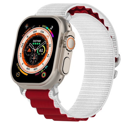 Double Color Nylon Watch Band For Apple Watch Ultra 49mm(Starlight+Red) by bashfashion