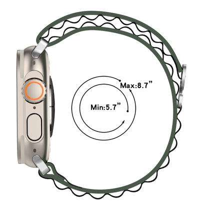 Double Color Nylon Watch Band For Apple Watch Ultra 49mm(Black+Green) by bashfashion