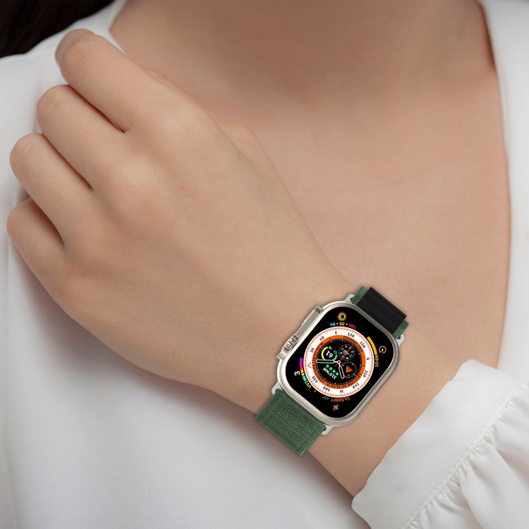 Double Color Nylon Watch Band For Apple Watch Ultra 49mm(Black+Green) by bashfashion