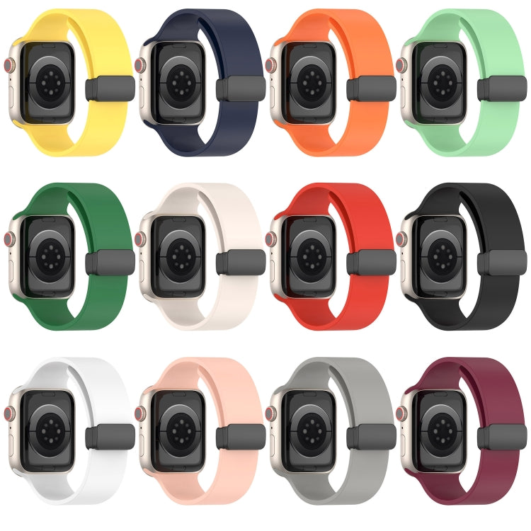 Magnetic Black Buckle Smooth Silicone Watch Band For Apple Watch Ultra 49mm(Starlight Color) by bashfashion