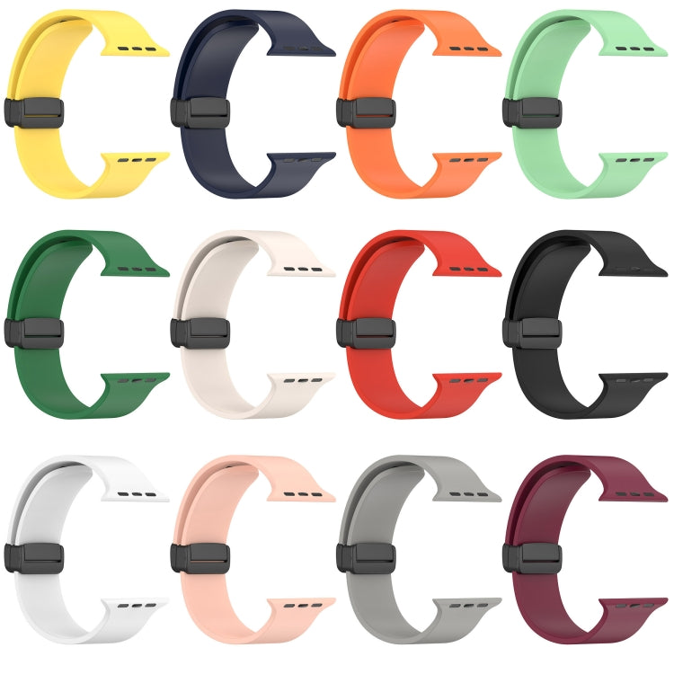 Magnetic Black Buckle Smooth Silicone Watch Band For Apple Watch Ultra 49mm(Red) by bashfashion