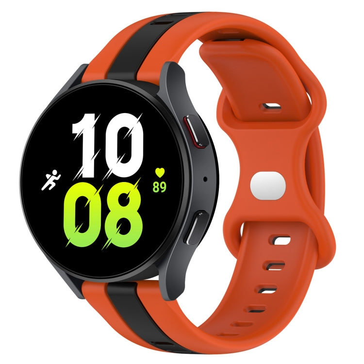 For Samsung Galaxy Watch5 44mm 20mm Butterfly Buckle Two-Color Silicone Watch Band(Orange+Black) by bashfashion