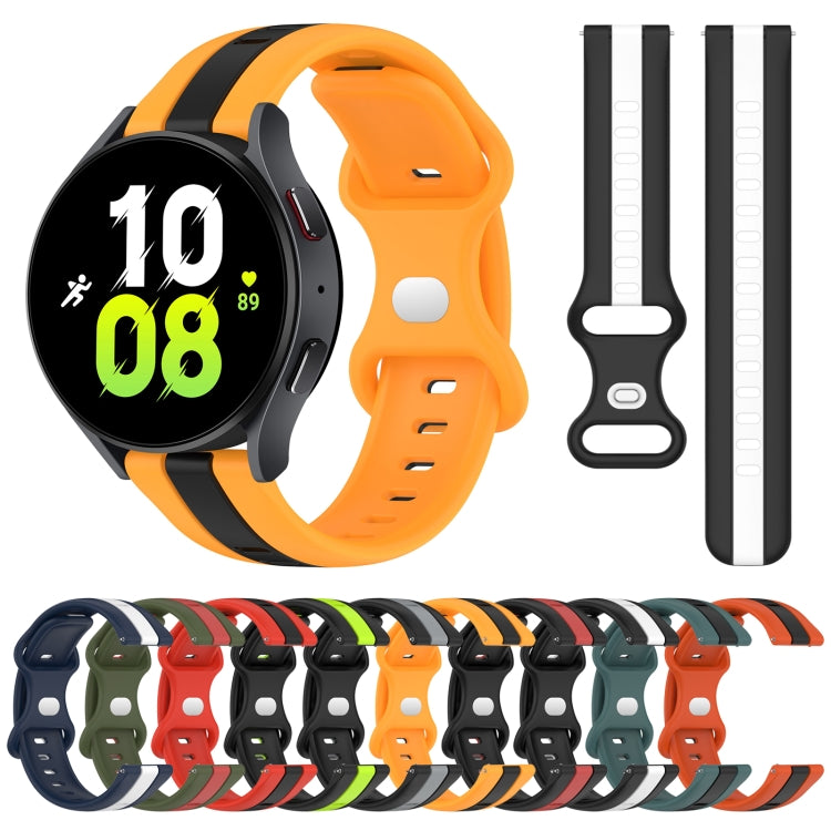 For Samsung Galaxy Watch5 44mm 20mm Butterfly Buckle Two-Color Silicone Watch Band(Orange+Black) by bashfashion