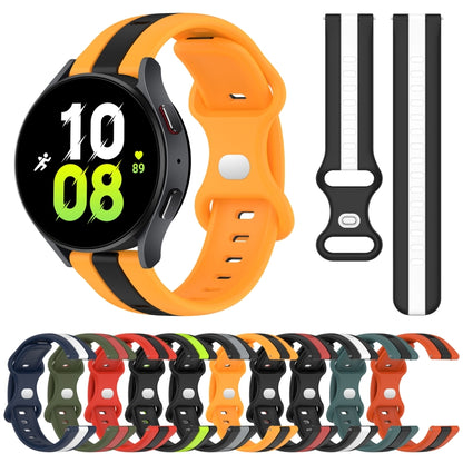 For Samsung Galaxy Watch5 44mm 20mm Butterfly Buckle Two-Color Silicone Watch Band(Orange+Black) by bashfashion