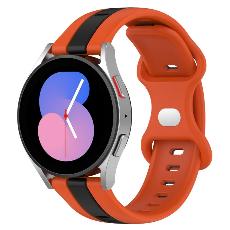 For Samsung Galaxy Watch5 40mm 20mm Butterfly Buckle Two-Color Silicone Watch Band(Orange+Black) by bashfashion