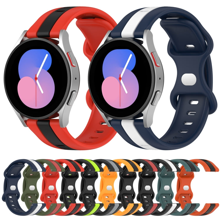 For Samsung Galaxy Watch5 40mm 20mm Butterfly Buckle Two-Color Silicone Watch Band(Orange+Black) by bashfashion