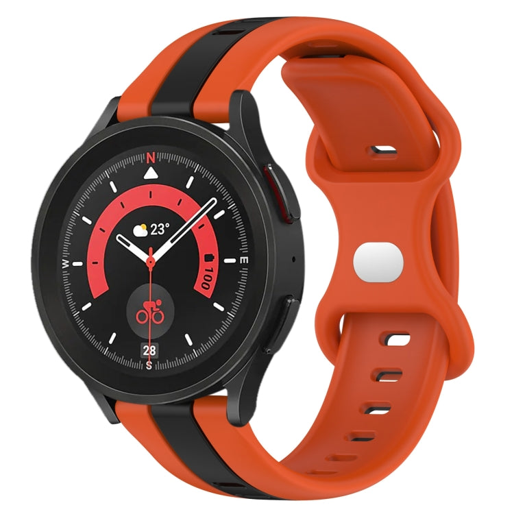 For Samsung Galaxy Watch5 Pro 45mm 20mm Butterfly Buckle Two-Color Silicone Watch Band(Orange+Black) by bashfashion