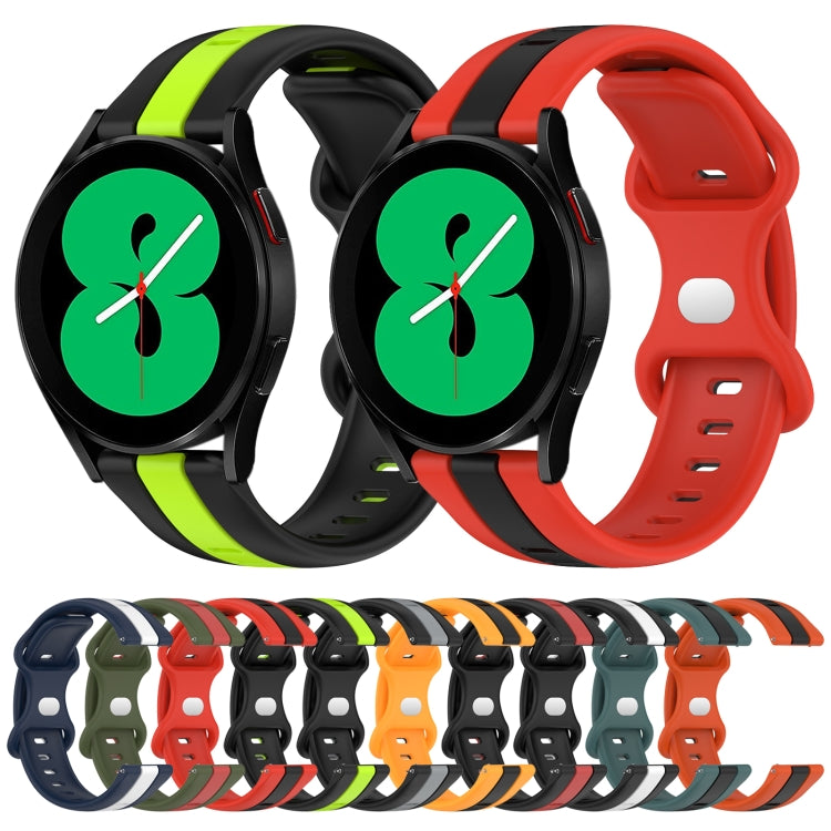 For Samsung Galaxy Watch4 44mm 20mm Butterfly Buckle Two-Color Silicone Watch Band(Orange+Black) by bashfashion