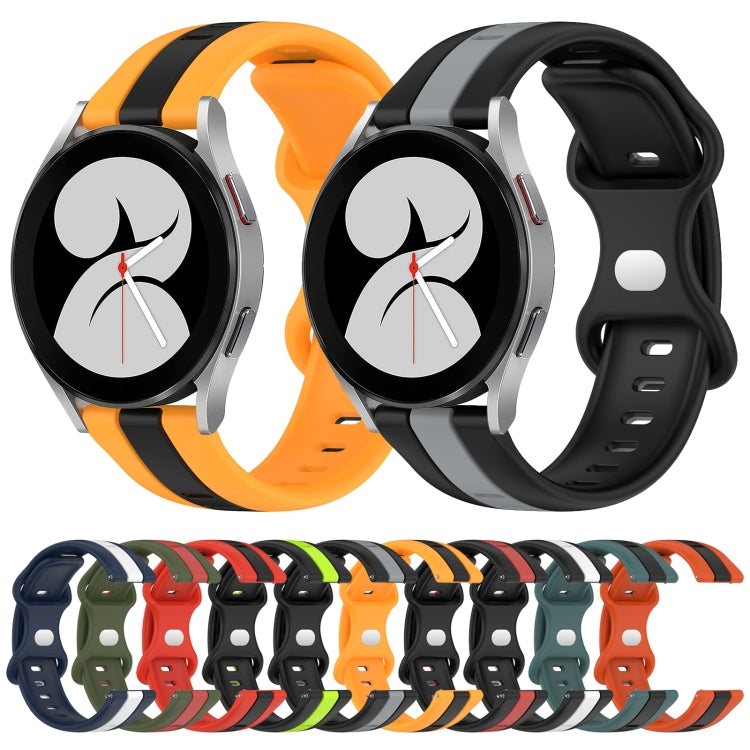 For Samsung Galaxy Watch4 40mm 20mm Butterfly Buckle Two-Color Silicone Watch Band(Orange+Black) by bashfashion