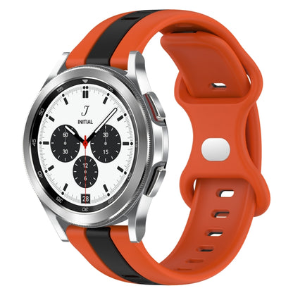 For Samsung Galaxy Watch 4 Classic 42mm 20mm Butterfly Buckle Two-Color Silicone Watch Band(Orange+Black) by bashfashion