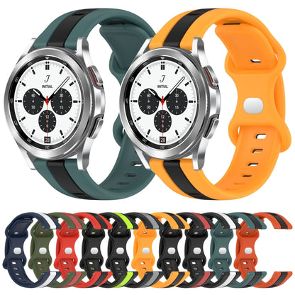 For Samsung Galaxy Watch 4 Classic 42mm 20mm Butterfly Buckle Two-Color Silicone Watch Band(Orange+Black) by bashfashion