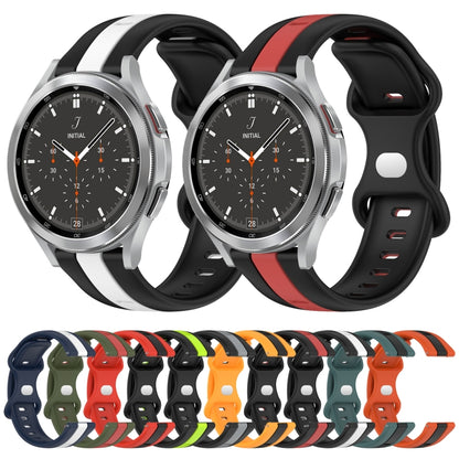For Samsung Galaxy Watch 4 Classic 46mm 20mm Butterfly Buckle Two-Color Silicone Watch Band(Orange+Black) by bashfashion