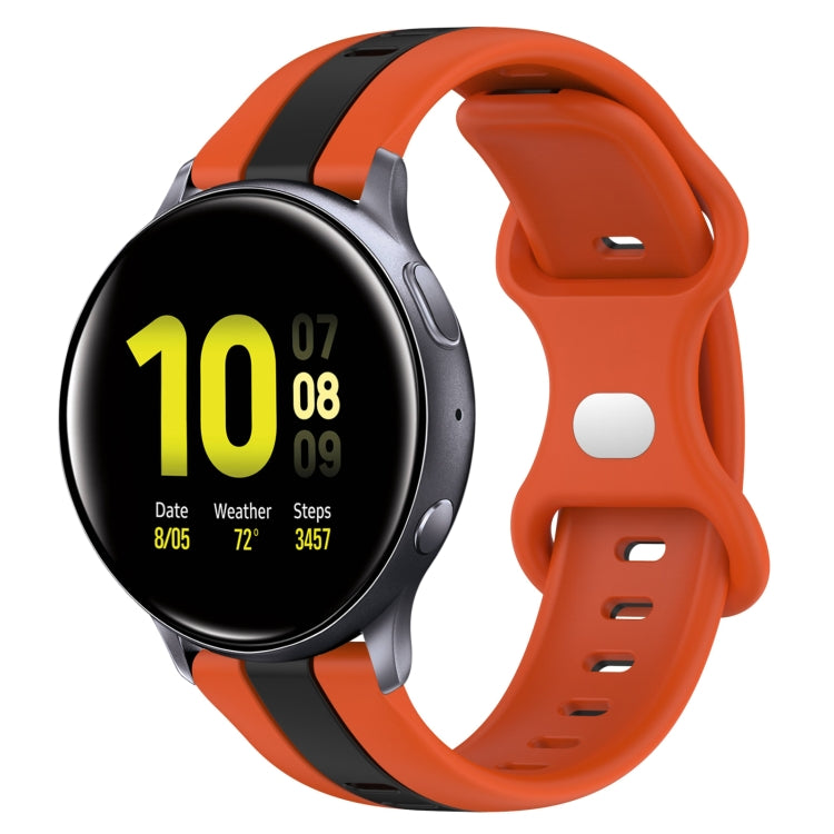 For Samsung Galaxy Watch Active 2 40mm 20mm Butterfly Buckle Two-Color Silicone Watch Band(Orange+Black) by bashfashion