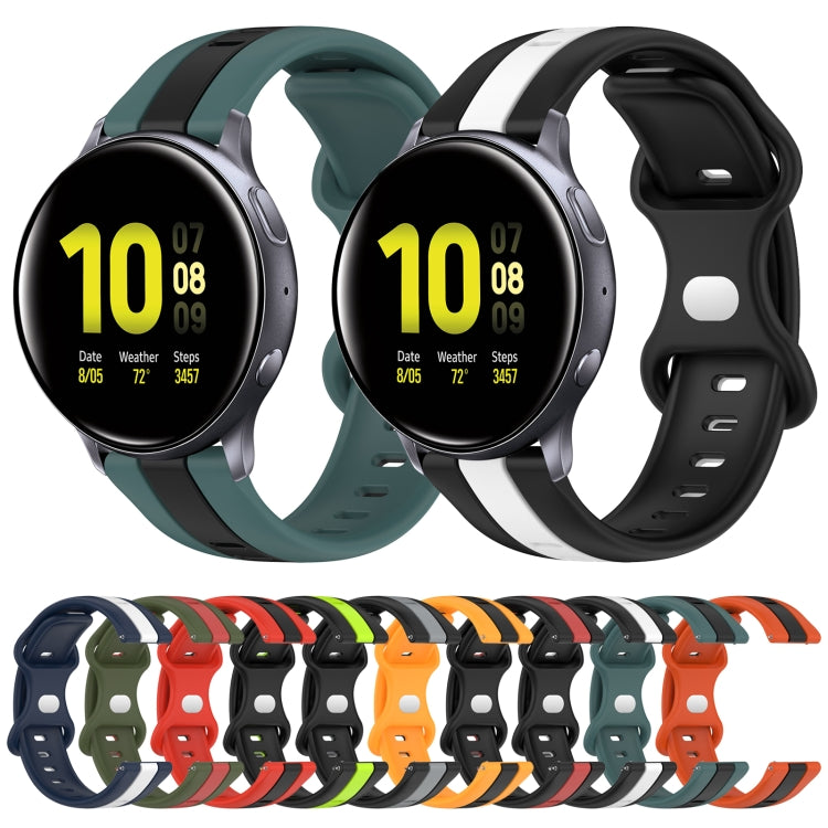 For Samsung Galaxy Watch Active 2 40mm 20mm Butterfly Buckle Two-Color Silicone Watch Band(Orange+Black) by bashfashion