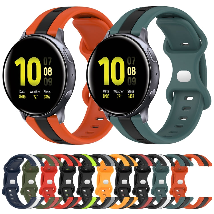 For Samsung Galaxy Watch Active 2 44mm 20mm Butterfly Buckle Two-Color Silicone Watch Band(Orange+Black) by bashfashion