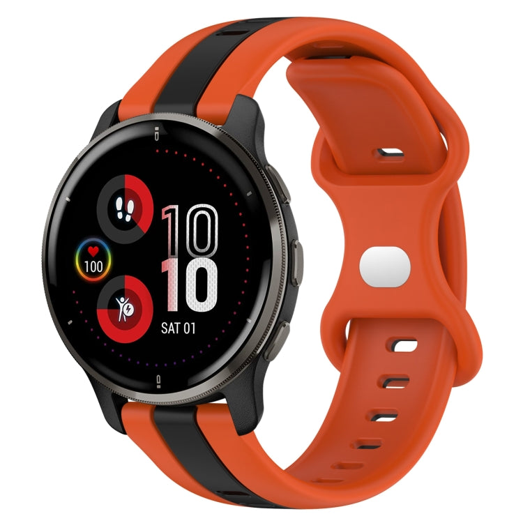 For Garmin Venu 2 Plus 20mm Butterfly Buckle Two-Color Silicone Watch Band(Orange+Black) by bashfashion