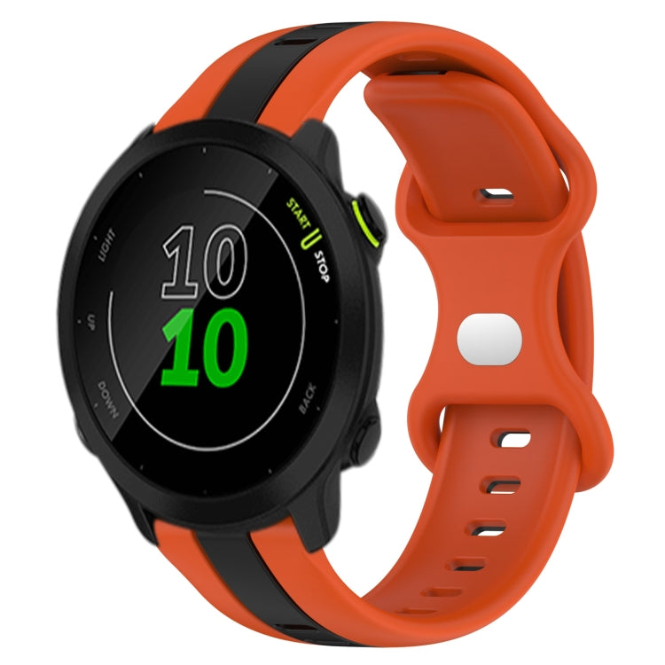 For Garmin Forerunner 158 20mm Butterfly Buckle Two-Color Silicone Watch Band(Orange+Black) by bashfashion