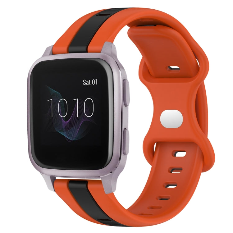 For Garmin Venu SQ 20mm Butterfly Buckle Two-Color Silicone Watch Band(Orange+Black) by bashfashion