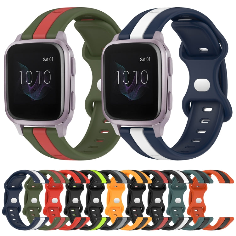 For Garmin Venu SQ 20mm Butterfly Buckle Two-Color Silicone Watch Band(Orange+Black) by bashfashion