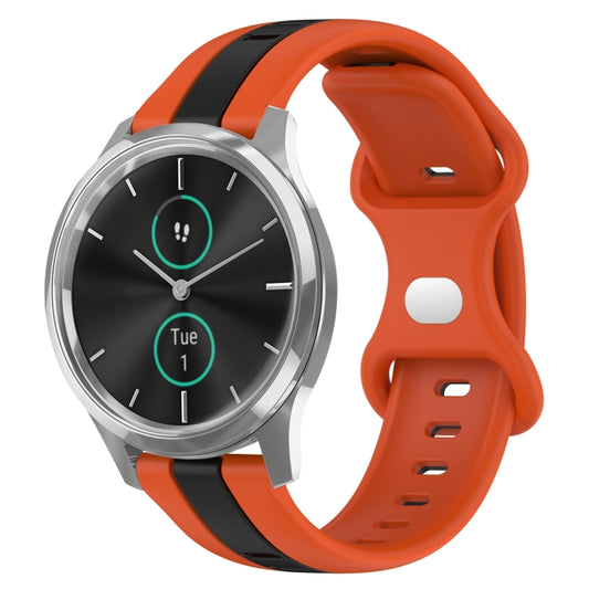For Garminmove Luxe 20mm Butterfly Buckle Two-Color Silicone Watch Band(Orange+Black) by bashfashion