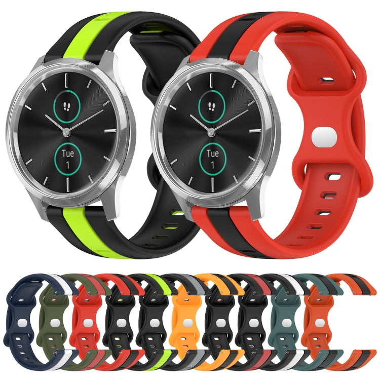 For Garminmove Luxe 20mm Butterfly Buckle Two-Color Silicone Watch Band(Orange+Black) by bashfashion