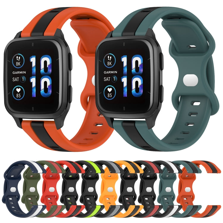 For Garmin Forerunner Sq2 Music 20mm Butterfly Buckle Two-Color Silicone Watch Band(Orange+Black) by bashfashion