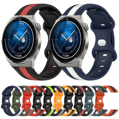 For Huawei Watch GT3 Pro 43mm 20mm Butterfly Buckle Two-Color Silicone Watch Band(Orange+Black) by bashfashion