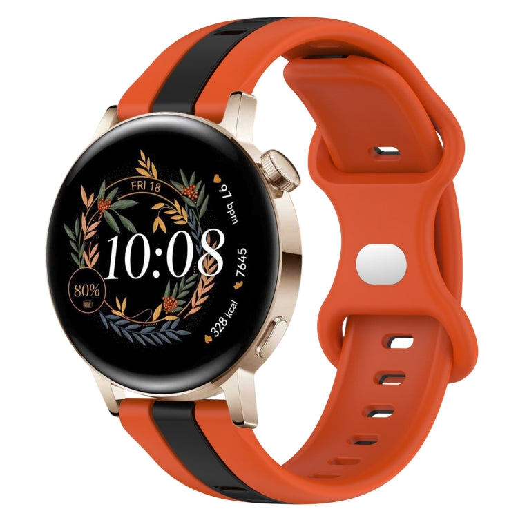 For Huawei Watch GT3 42mm 20mm Butterfly Buckle Two-Color Silicone Watch Band(Orange+Black) by bashfashion