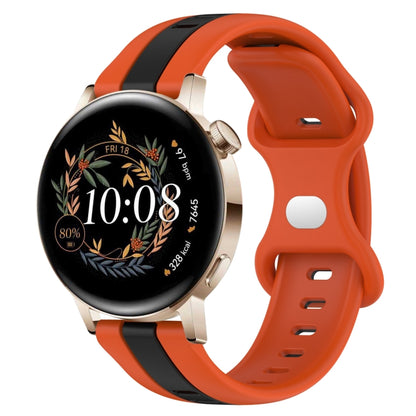 For Huawei Watch GT3 42mm 20mm Butterfly Buckle Two-Color Silicone Watch Band(Orange+Black) by bashfashion