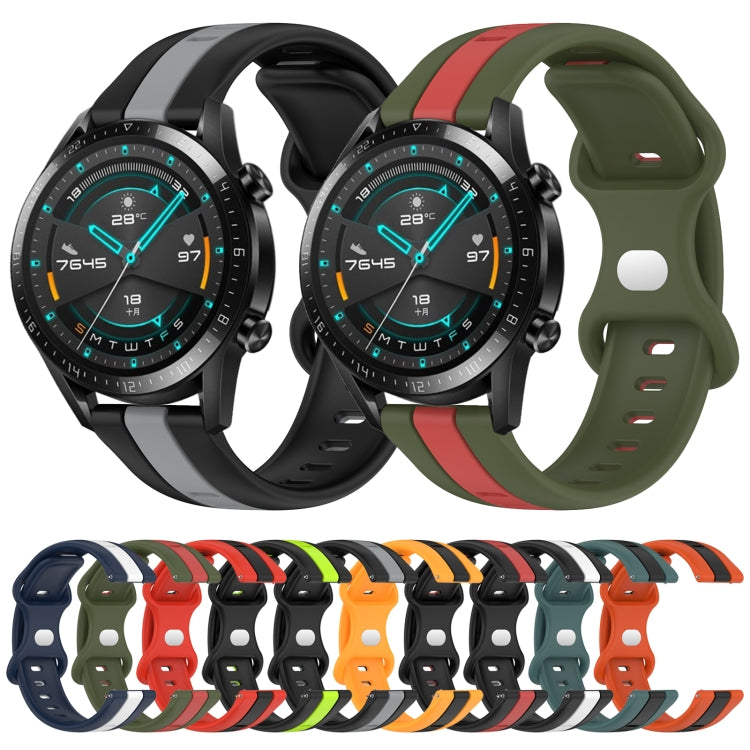 For Huawei Watch GT2 42mm 20mm Butterfly Buckle Two-Color Silicone Watch Band(Orange+Black) by bashfashion