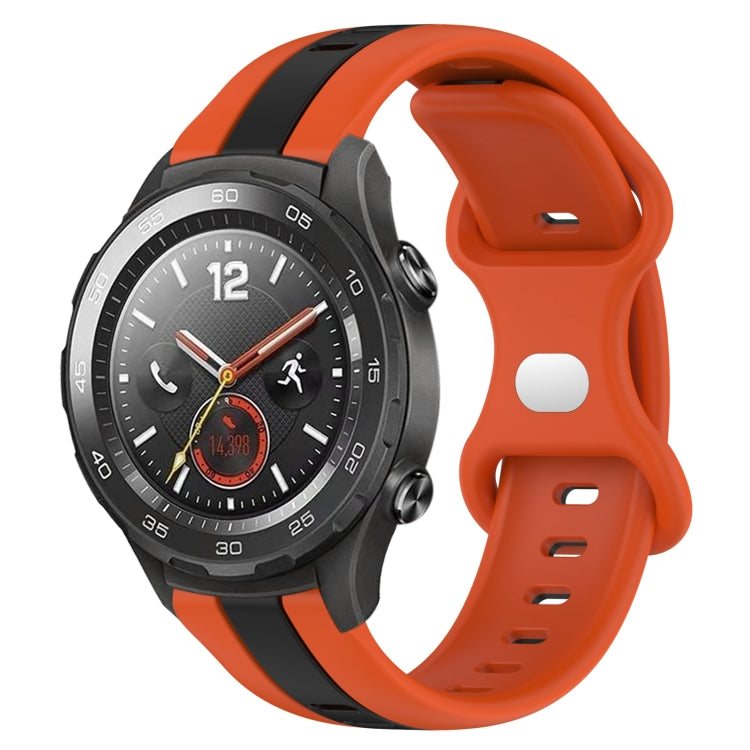 For Huawei Watch 2 20mm Butterfly Buckle Two-Color Silicone Watch Band(Orange+Black) by bashfashion