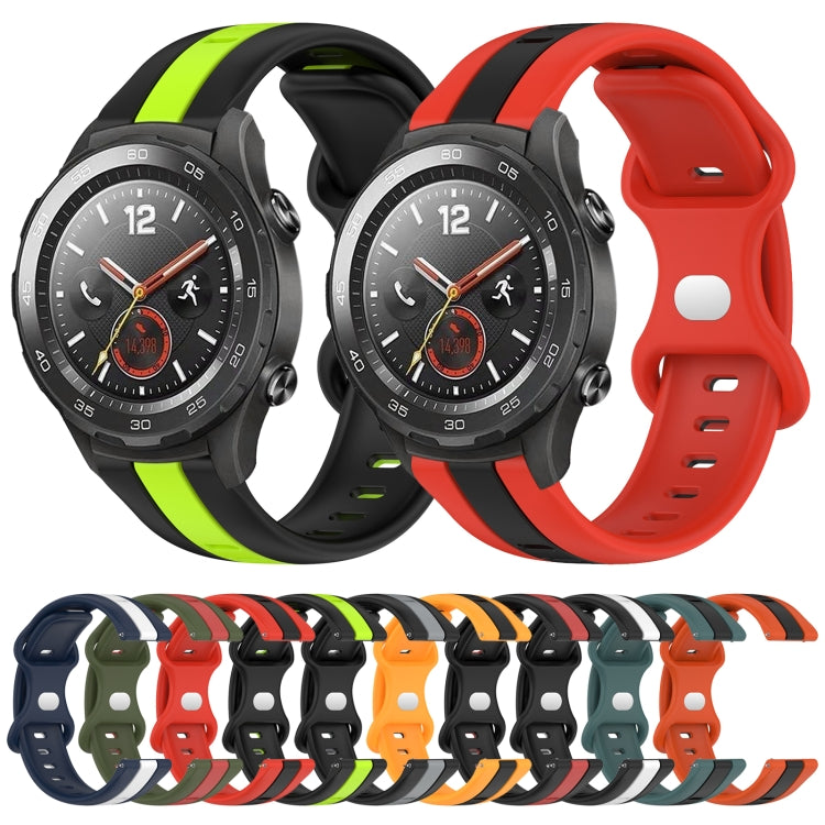 For Huawei Watch 2 20mm Butterfly Buckle Two-Color Silicone Watch Band(Orange+Black) by bashfashion